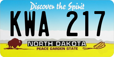 ND license plate KWA217