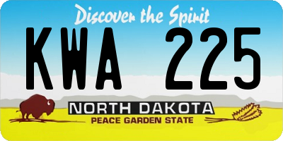 ND license plate KWA225