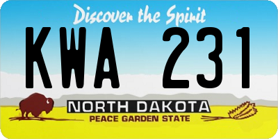 ND license plate KWA231