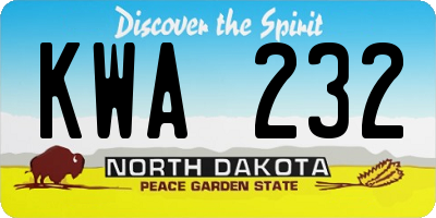 ND license plate KWA232