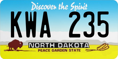 ND license plate KWA235