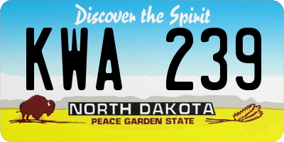 ND license plate KWA239