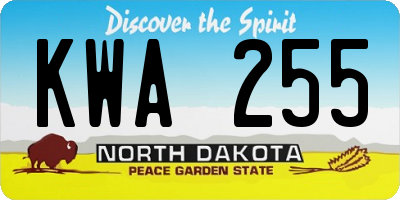 ND license plate KWA255