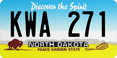 ND license plate KWA271