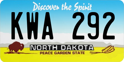 ND license plate KWA292