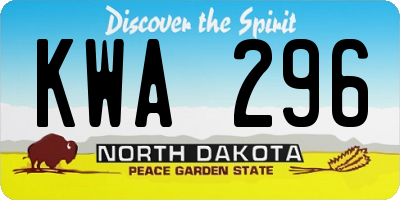 ND license plate KWA296