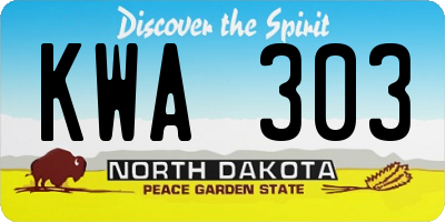 ND license plate KWA303