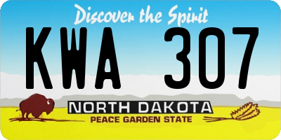 ND license plate KWA307