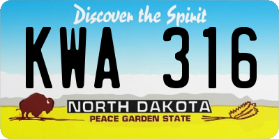 ND license plate KWA316
