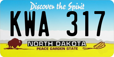 ND license plate KWA317
