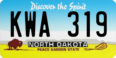 ND license plate KWA319