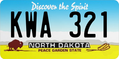 ND license plate KWA321