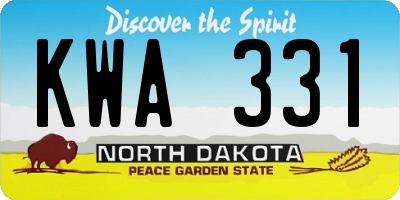 ND license plate KWA331