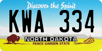 ND license plate KWA334