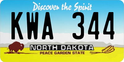 ND license plate KWA344