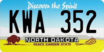 ND license plate KWA352