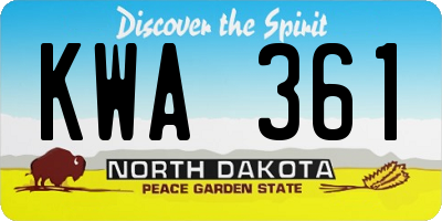ND license plate KWA361