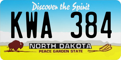 ND license plate KWA384