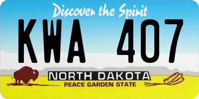 ND license plate KWA407