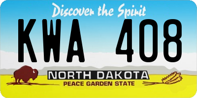 ND license plate KWA408
