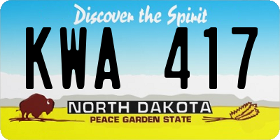 ND license plate KWA417