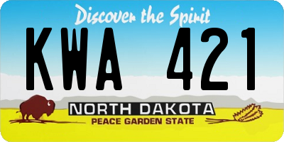 ND license plate KWA421