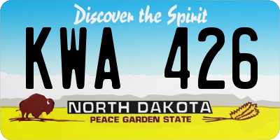 ND license plate KWA426