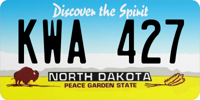 ND license plate KWA427