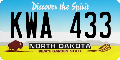 ND license plate KWA433