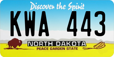 ND license plate KWA443