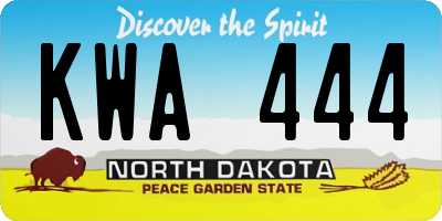 ND license plate KWA444