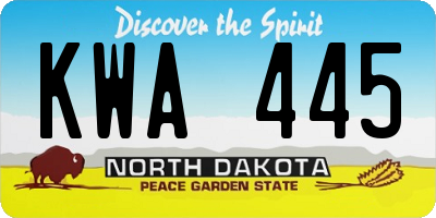 ND license plate KWA445