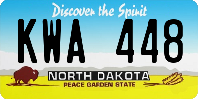 ND license plate KWA448