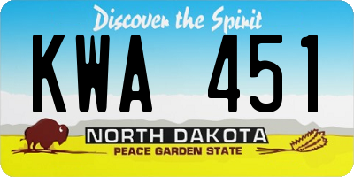 ND license plate KWA451