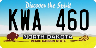 ND license plate KWA460