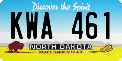 ND license plate KWA461