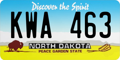 ND license plate KWA463