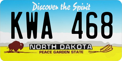 ND license plate KWA468