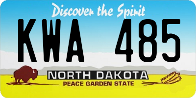 ND license plate KWA485