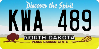 ND license plate KWA489