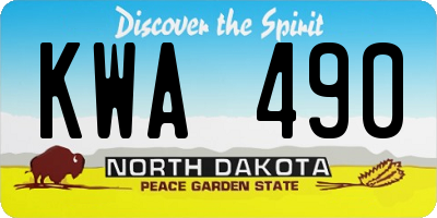 ND license plate KWA490