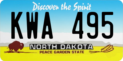 ND license plate KWA495