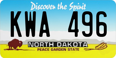ND license plate KWA496