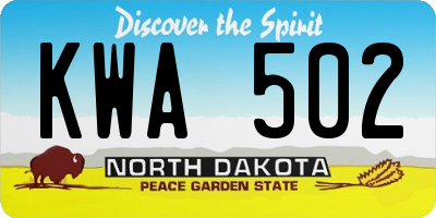 ND license plate KWA502