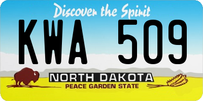 ND license plate KWA509