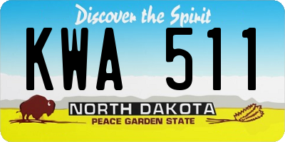ND license plate KWA511