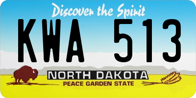 ND license plate KWA513