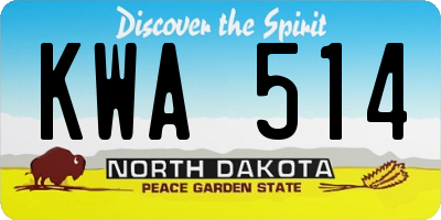 ND license plate KWA514
