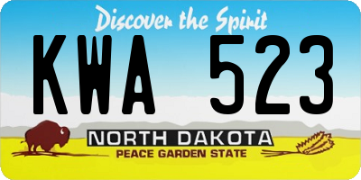 ND license plate KWA523