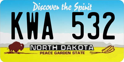 ND license plate KWA532